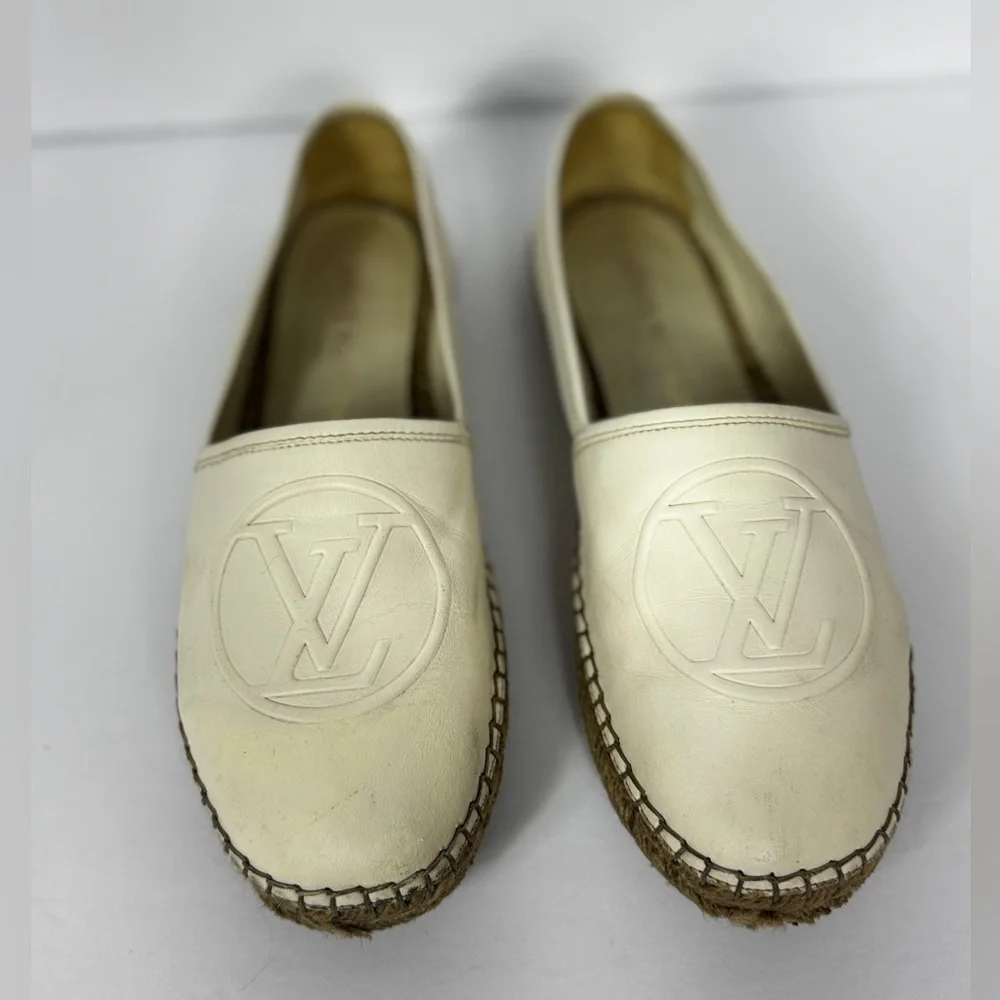 Louis Vuitton Cream Espadrilles in poor condition Size 38
